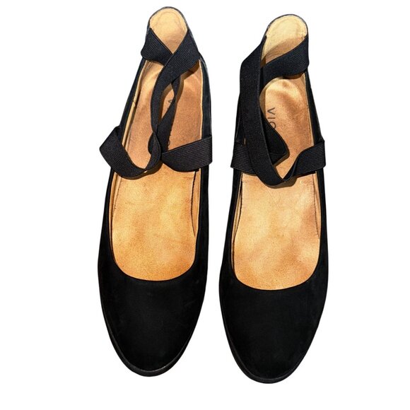 Vionic Black Suede Leather‎ Wedge Mary Jane Shoes Size 8.5 Comfort Classic Cute - Picture 2 of 7